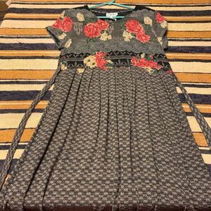 Vintage‎ Maxi Dress Floral Black Cottagecore Romantic 90s Boho Flowy Tie Waist 8